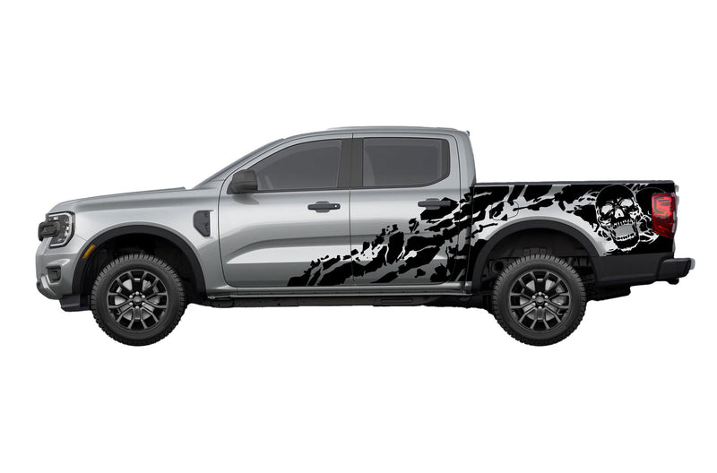 Skull shredded side graphics decals for Ford Ranger