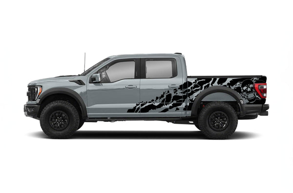 Skull shredded side graphics decals for Ford F150 Raptor