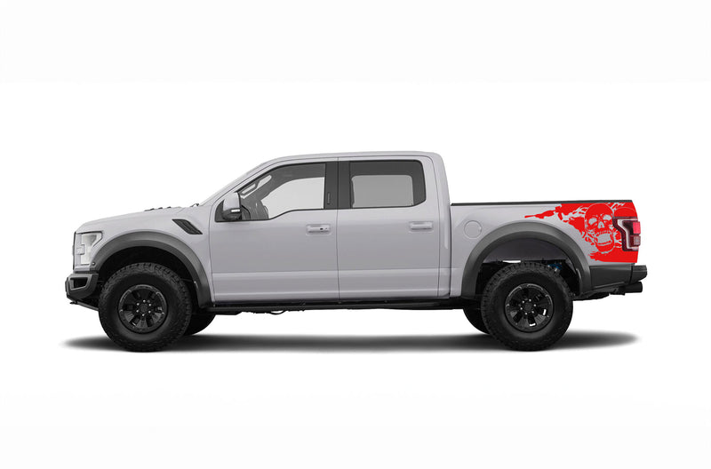 Skull side bed graphics decals for Ford F150 Raptor 2017-2020