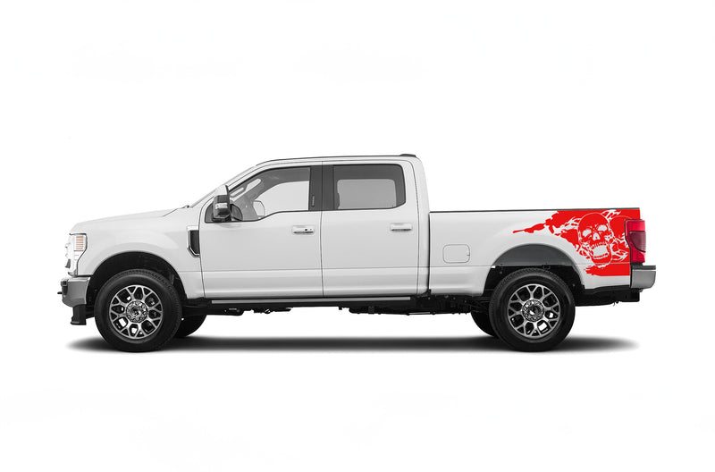 Skull side bed graphics decals for Ford F250 2017-2022