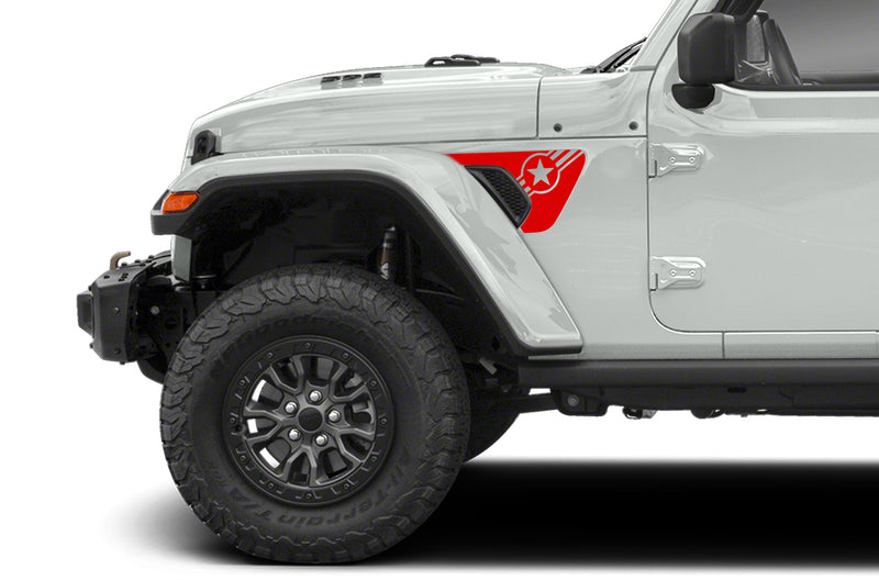 Star & stripes fender vent side graphics decals for Jeep Gladiator JT