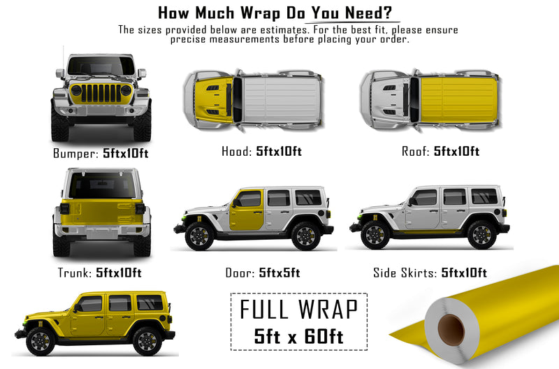 Super gloss dark yellow vinyl wrap for Jeep Wrangler