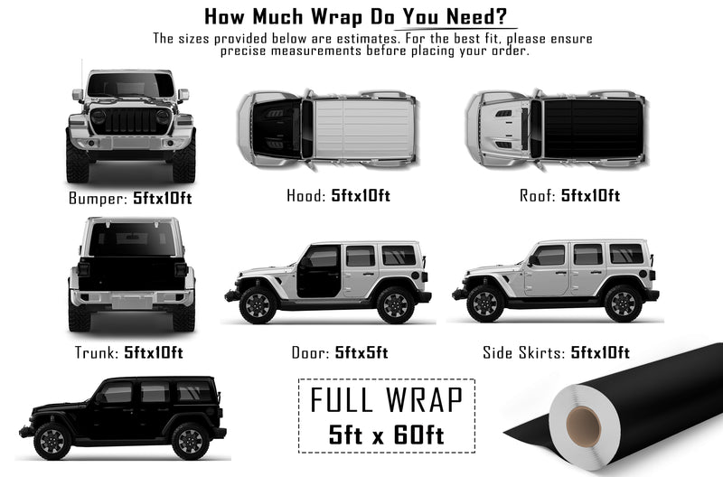 Super matte sanding black vinyl wrap for Jeep Wrangler