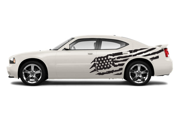 Tattered American flag graphics decals for Dodge Charger 2006-2010