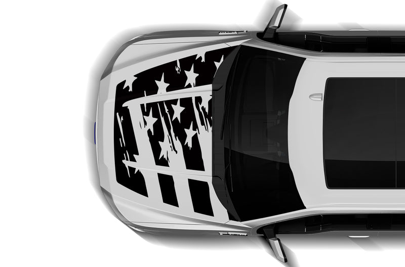 Tattered US flag full hood graphics decals for Ford F150 2015-2020