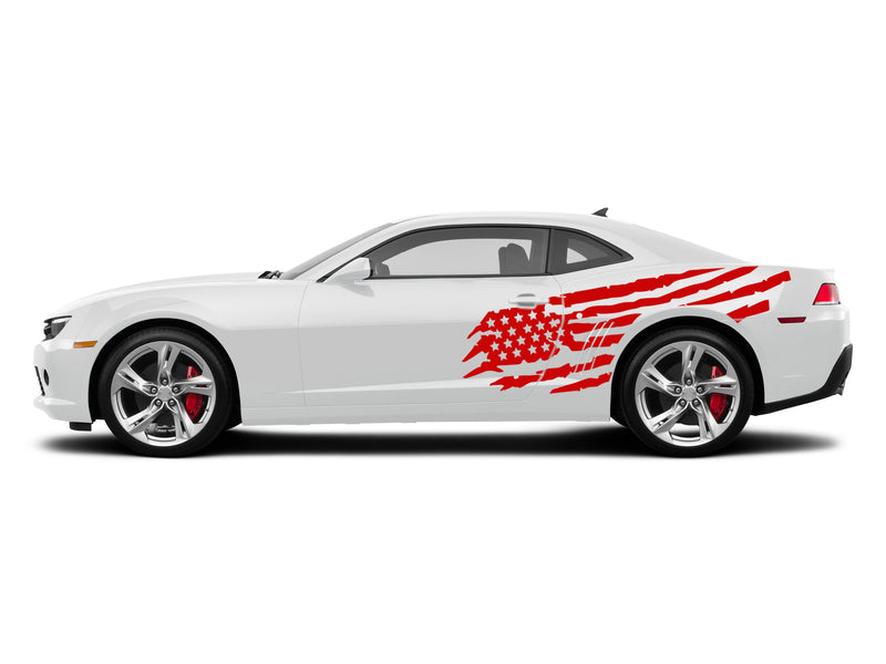 Tattered American flag side decals for Chevrolet Camaro 2010-2015