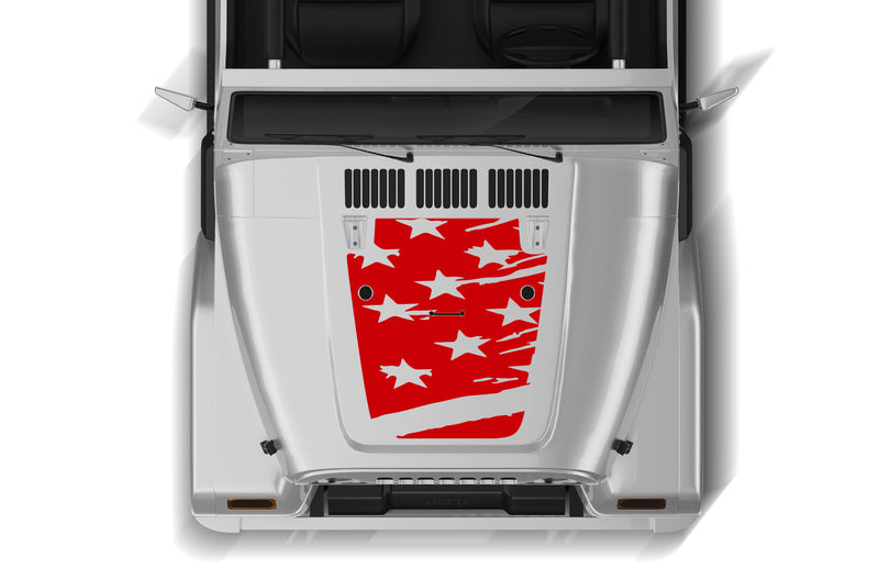 Tattered US flag hood graphics decals for Jeep Wrangler TJ