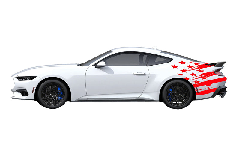 Tattered flag side graphics decals for Ford Mustang