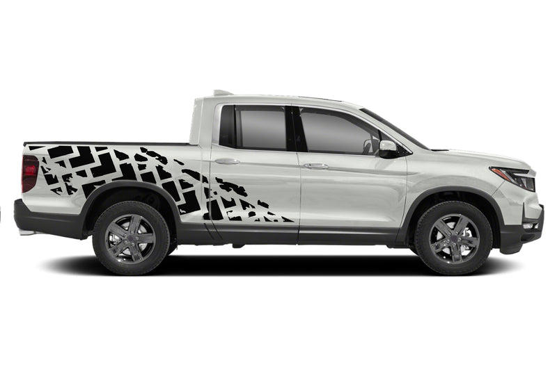 Tire truck side graphics decals for Honda Ridgeline