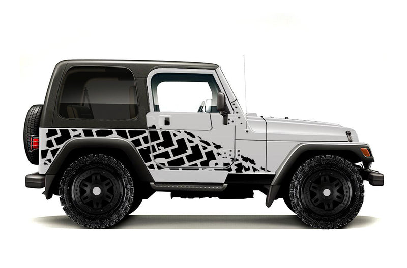 Tire truck side graphics decals for Jeep Wrangler TJ