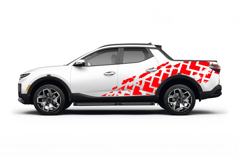 Tire truck graphics decals for Hyundai Santa Cruz