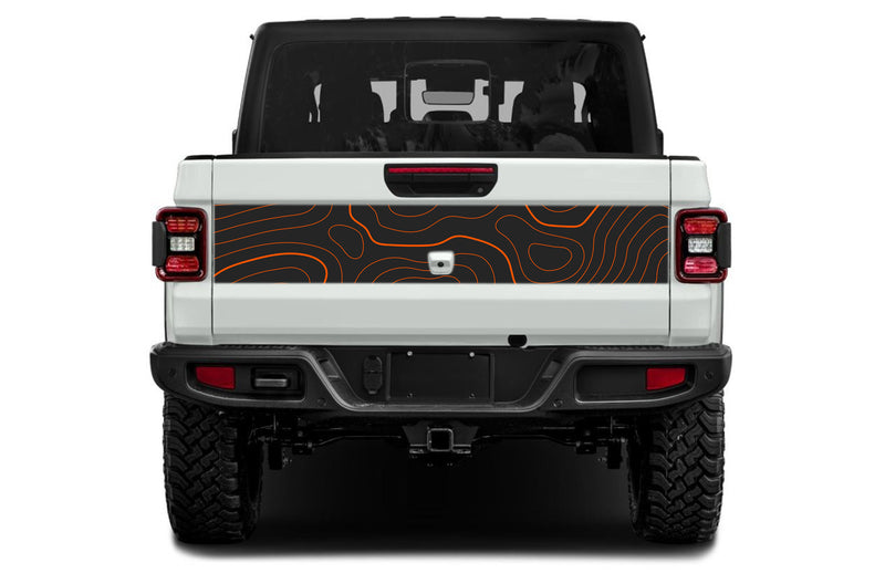 Topographic print tailgate graphics decals for Jeep Gladiator JT 