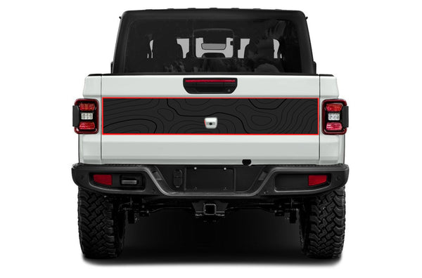 Topographic outline tailgate graphics decals for Jeep Gladiator JT 