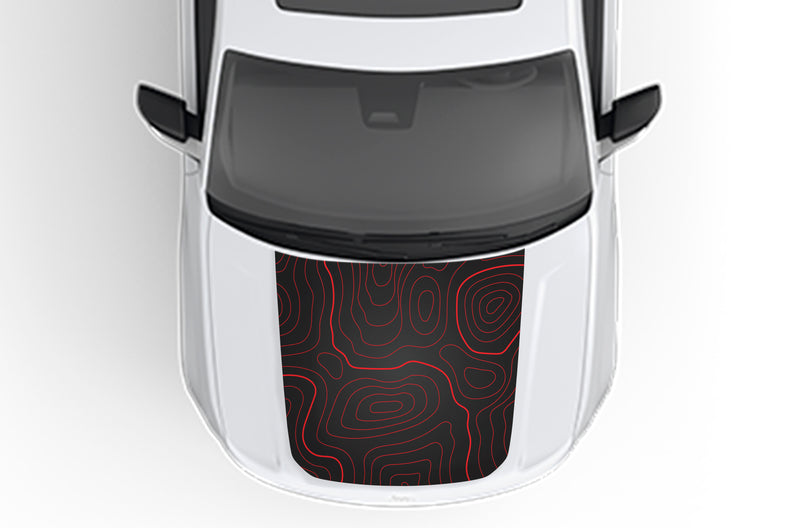 Topographic print hood decals compatible with Jeep Grand Cherokee