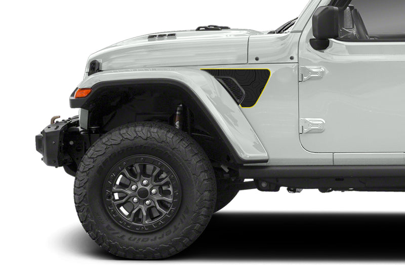 Topographic print outline fender vent graphics decals for Wrangler JL