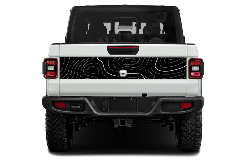 Topographic style tailgate graphics decals for Jeep Gladiator JT 