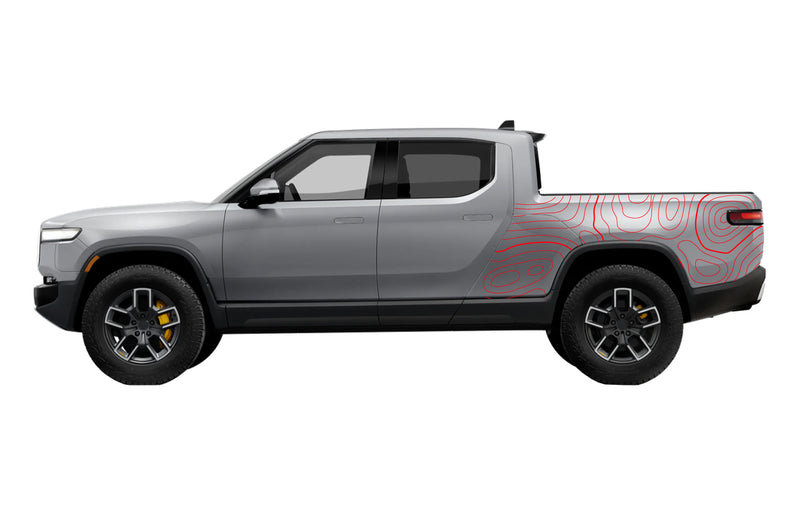 Topographic bed graphics decals for Rivian R1T