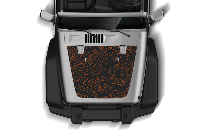 Topographic print hood graphics decals for Wrangler JK