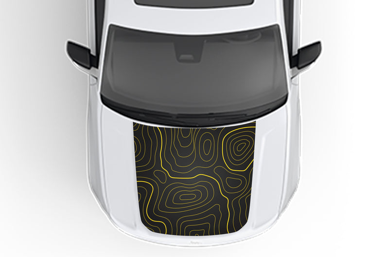 Topographic print hood decals compatible with Jeep Grand Cherokee