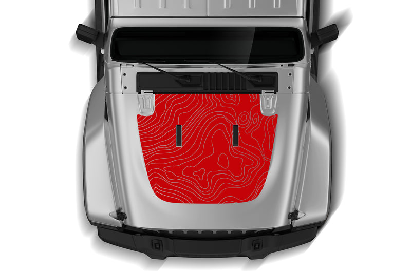 Topographic style hood graphics decals compatible with Wrangler JL