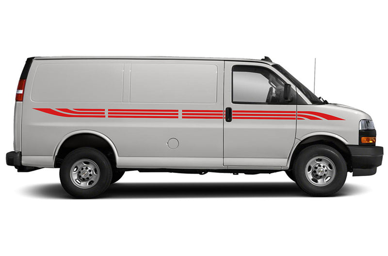 Triple Way Stripes Side Graphics Decals for Chevrolet Express