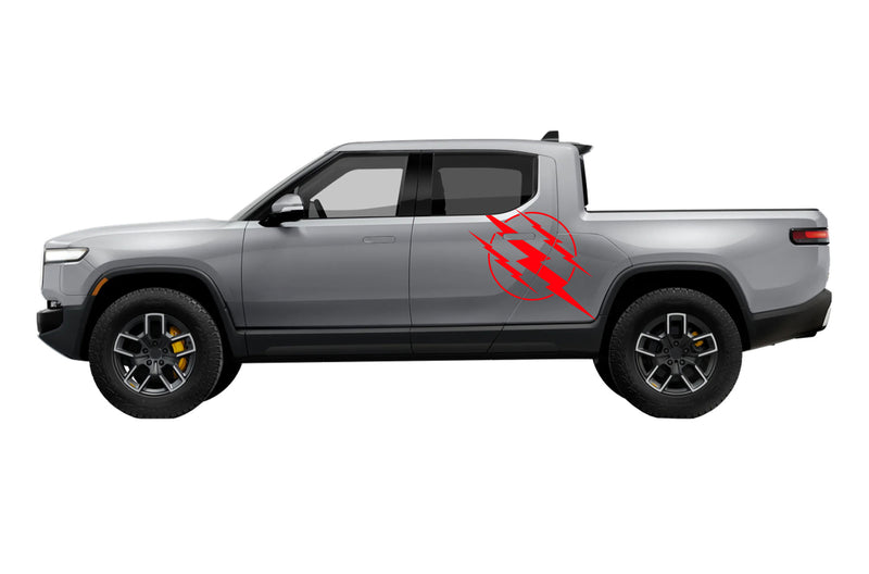 Triple thunderbolt side graphics decals for Rivian R1T