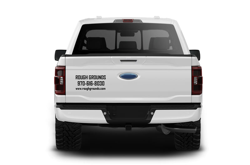 Custom business truck signs and vinyl lettering decals for extended cab pickup trucks