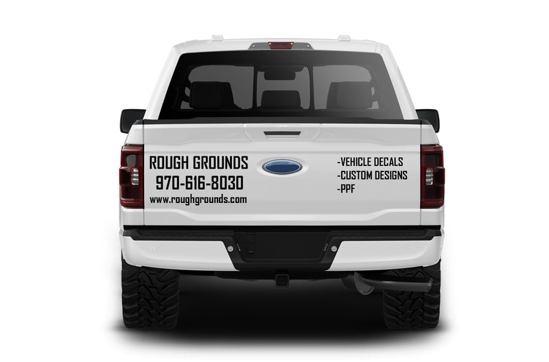 Truck signs and vinyl lettering decals for crew cab pickup trucks