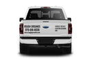 Custom business truck signs and vinyl lettering decals for extended cab pickup trucks