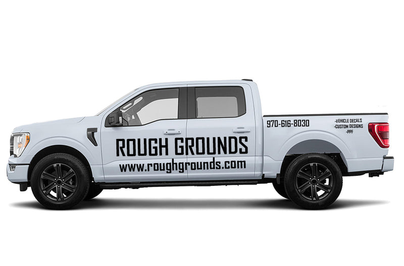 Truck signs and vinyl lettering decals for crew cab pickup trucks