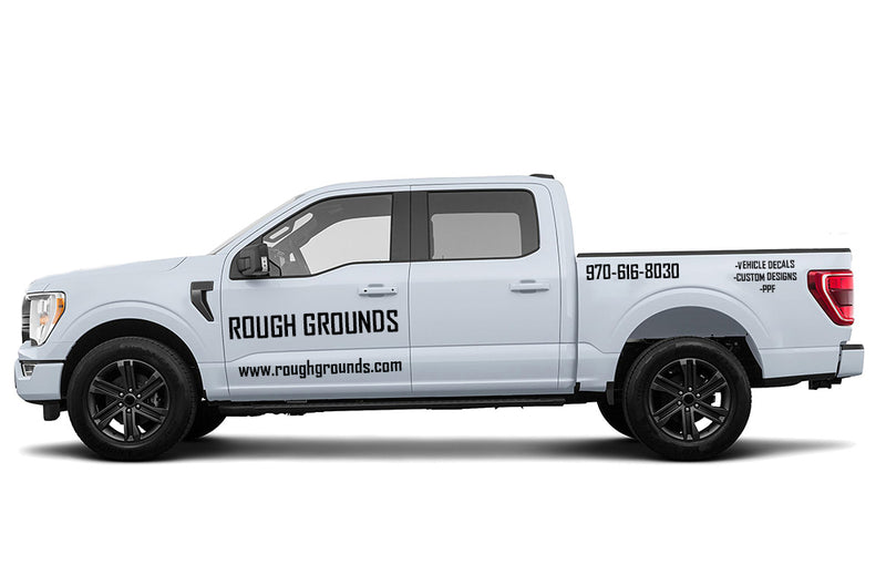 Truck signs and vinyl lettering decals for crew cab pickup trucks