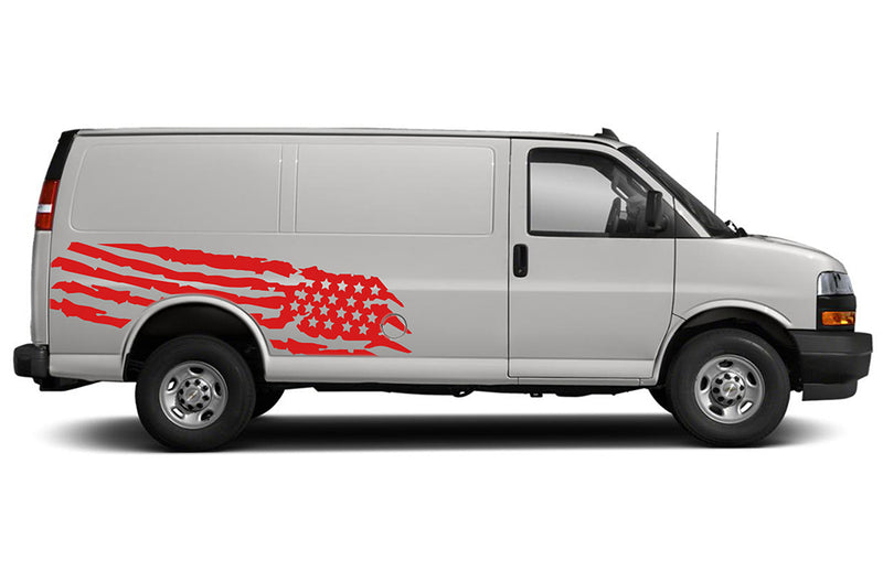 US Flag Side Graphics Decals for Chevrolet Express