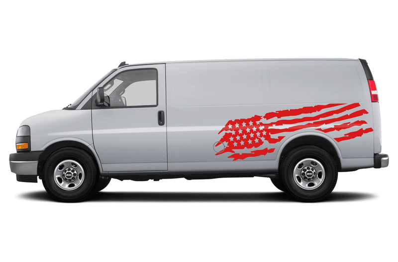 US Flag Side Graphics Decals for GMC Savana