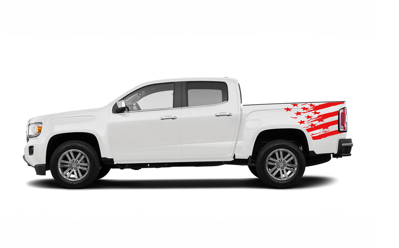 US Flag side bed decals graphics compatible with GMC Canyon 2015-2022