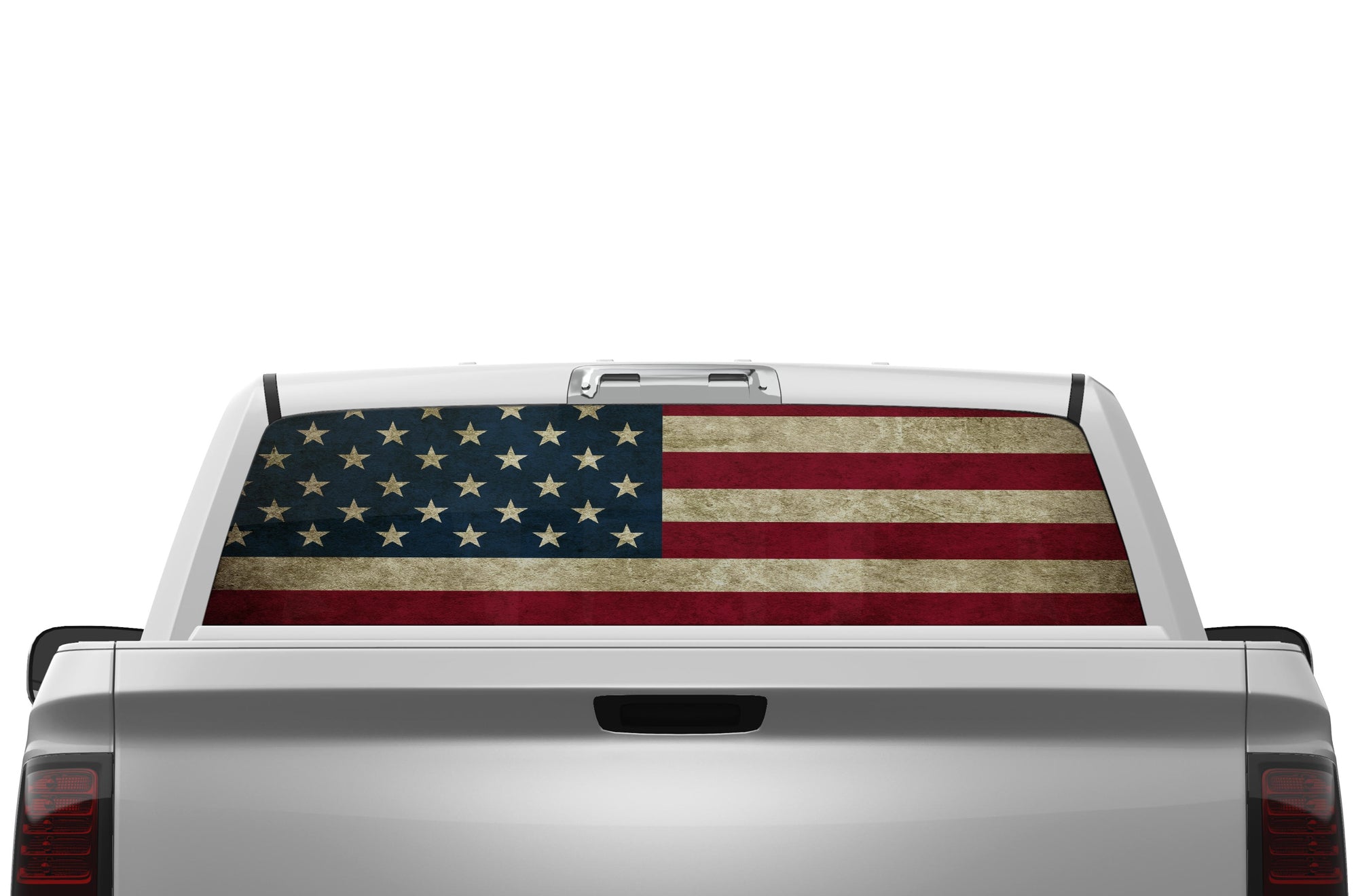 Ram Rear Window Graphics US flag perforated rear window decals for Dodge Ram 2009-2018