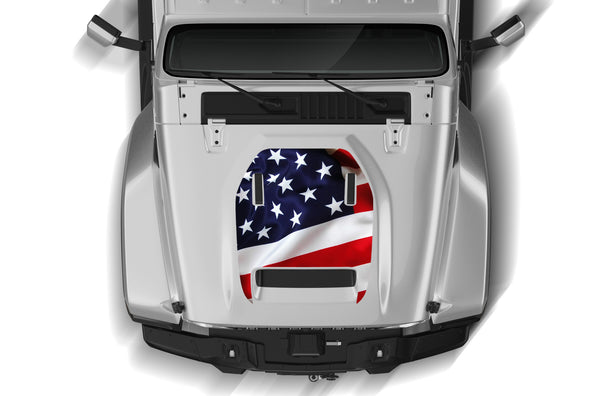 US flag print hood graphics decals for Jeep Gladiator JT Mojave