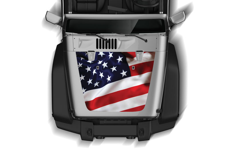 US flag print hood graphics decals for Wrangler JK