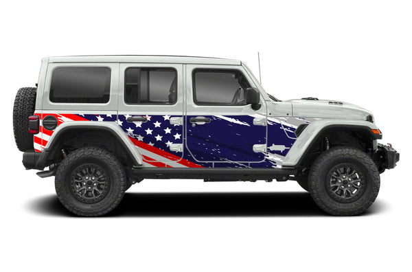 US flag style full side graphics decals for Jeep Wrangler JL