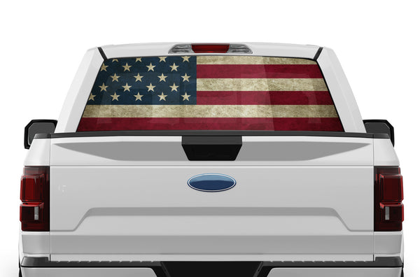 US flag perforated rear window decal graphics for Ford F150 2015-2020