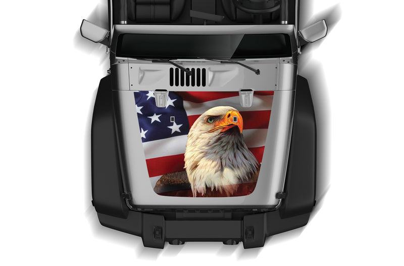 USA eagle print hood graphics decals compatible with Wrangler JK