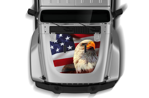 USA eagle print hood graphics decals compatible with Wrangler JL