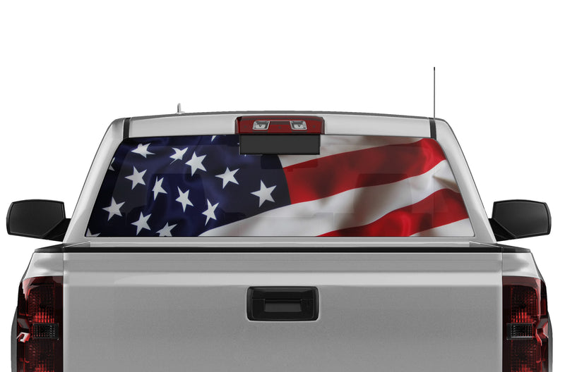 USA flag perforated decal for Chevrolet Silverado 2014-2018 