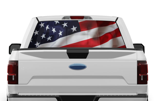 USA flag perforated rear window decal graphics for Ford F150 2015-2020