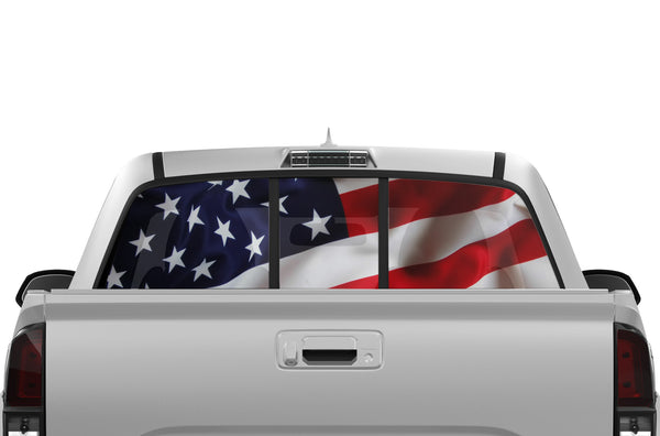 USA flag perforated rear window graphics decals for Toyota Tacoma