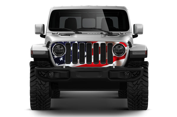 USA flag print grille graphics decals compatible with Jeep Gladiator JT