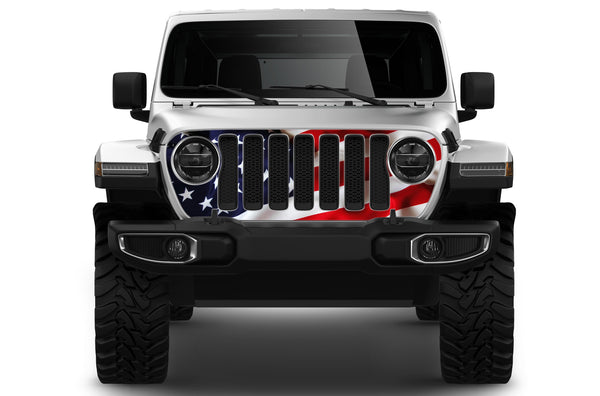 USA flag print grille graphics decals compatible with Wrangler JL