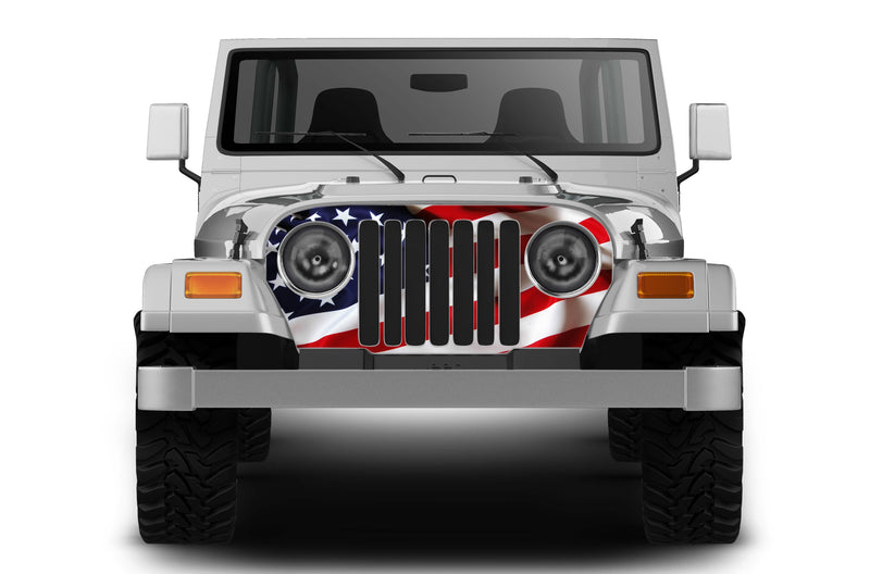 USA flag print grille graphics decals for Jeep Wrangler TJ