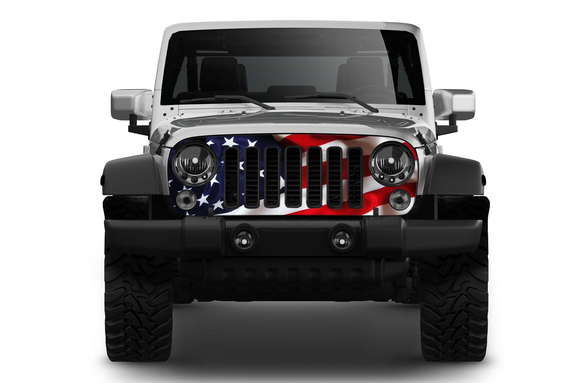 USA flag print grille graphics decals compatible with Jeep Wrangler JK