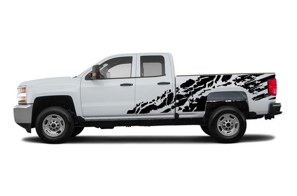 USA flag shredded decals for Chevrolet Silverado 2500HD 2015-2019