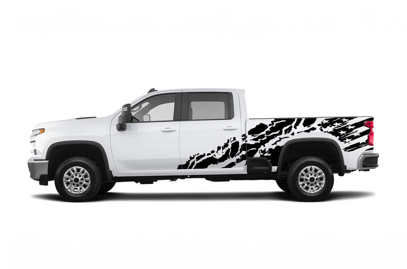 USA flag shredded graphics decals for Chevrolet Silverado 2500HD